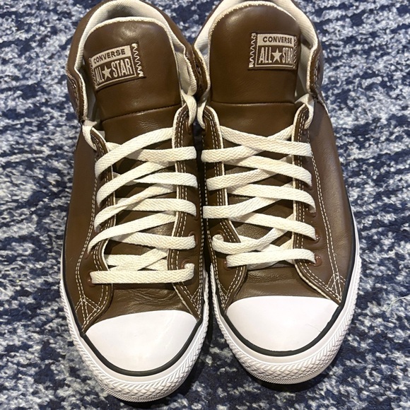 Converse Brown Faux Leather High-Tops - Picture 2 of 6